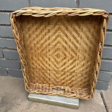 Woven Wicker Tray With Handles Rectangular 15 X 13 Storage Display Natural