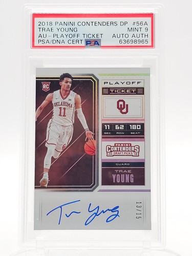 TRAE YOUNG 2018-19 CONTENDERS DRAFT PLAYOFF TICKET ROOKIE AUTO /15 PSA 9 Q7539
