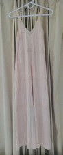Zara pale blush pink long pleated dress knit with lace details size M women
