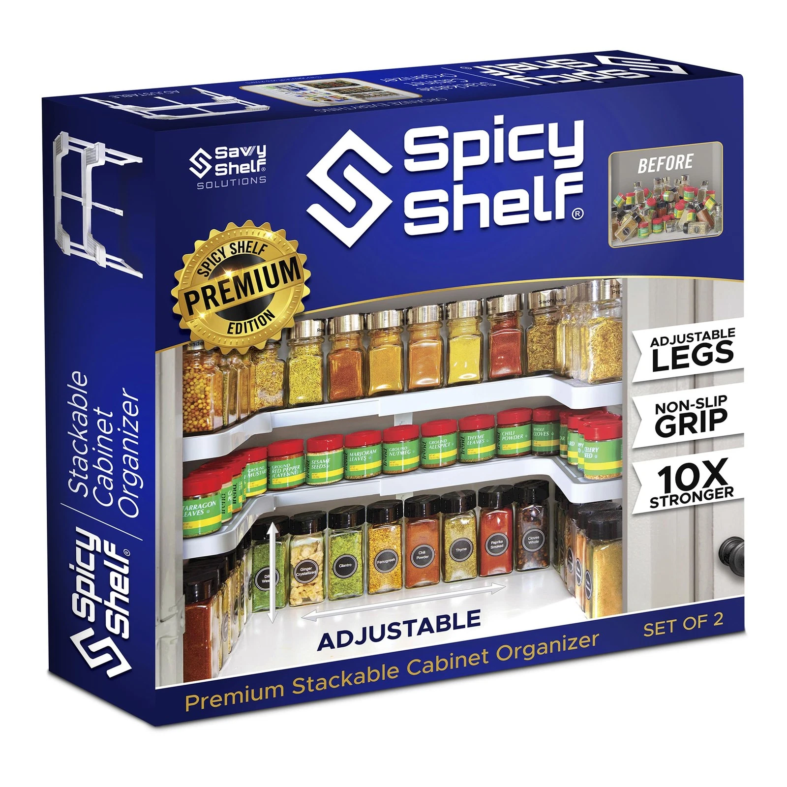 3.0 - Expandable 2 Tiered Spice Rack Organizer for Cabinet & Pantry - Kitchen...
Opens in a new wind