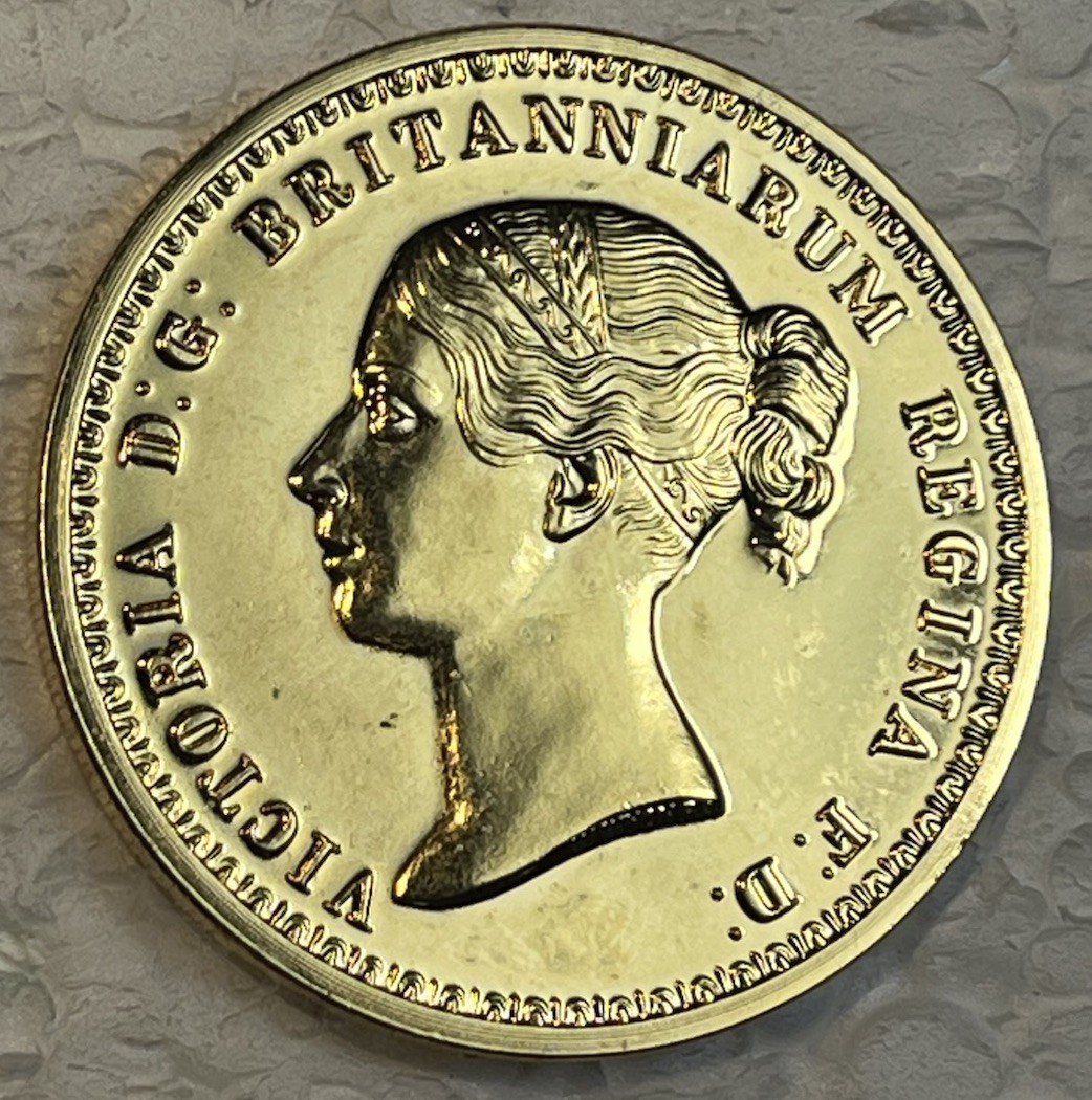 Una and the Lion 1839 Great Britain 5 Lbs Gold Plated