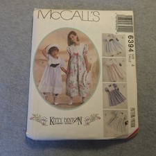 McCall s 6394 Kitty Benton Girls Dress Sewing Pattern Size 4 Puff Sleeve Uncut