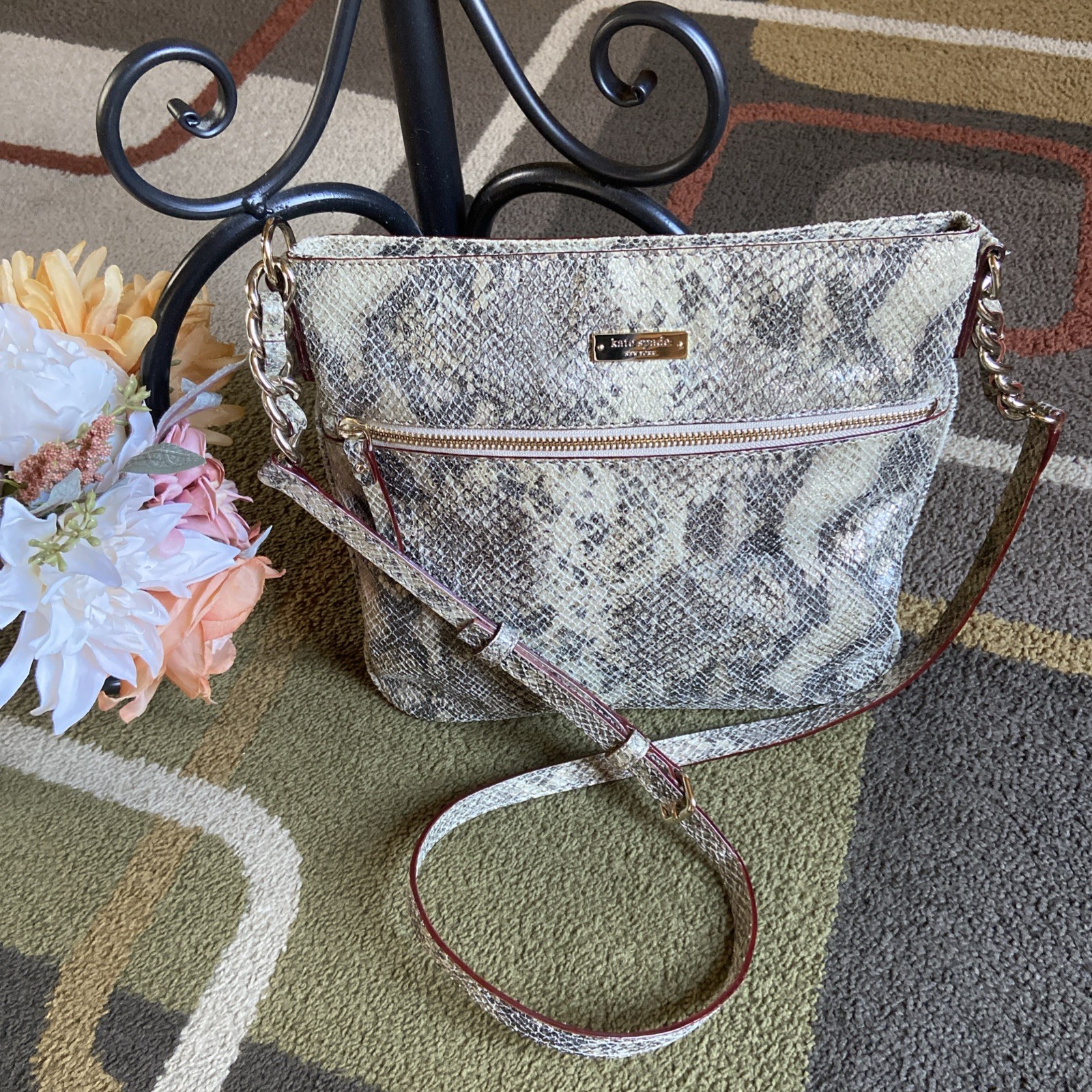 Kate Spade Snake/Python Crossbody Bag Leather Shi… - image 1