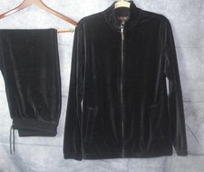 TASSO ELBA BLACK VELOUR 2 PC. MENS TRACK SUIT SZ M/L EUC DHA469