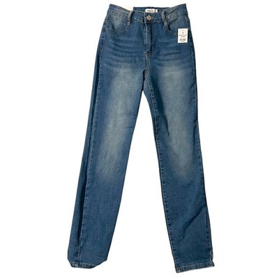 NEW Rue21 Jeans Wom 4 (24x27.5) Blue High Rise Skinny Ultimate Stretch Distress