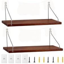 2 Pack Fabric Wall Cubicle Shelf with Hooks for Work Decor, 11.8''x6'' Wooden