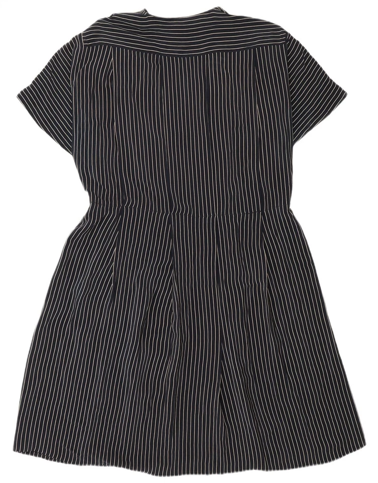 MARINA RINALDI женщин трапециевидный платье размер 19 маленький темно-синий в тонкую полоску шелк BH35 - Изображение 2 из 3