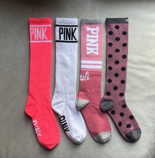 4 Pairs/lot Victoria's Knee High Socks PINK Socks VS Women Crew Socks