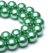 Bright Green Glass Pearl Smooth Round Beads 4mm 6mm 8mm 10mm 12mm 15.5" Strand