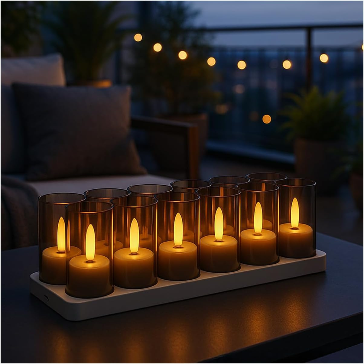 Candele LED Ricaricabili Tea Light Con Telecomando, Timer E Base Di Ricarica Di 