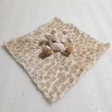 Aurora Baby Brown  White Spotted Giraffe Blanket Rattle Satin 2015 12"x12"