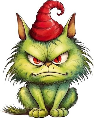 Grün Weihnachten Grinch Katze Wandbild Schlafzimmer Fenster Vinyl Aufkleber Abziehbild 6 Größen
