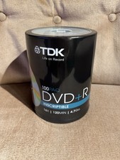 TDK Blank DVD R 4.7GB 16X DVD-R Recordable Spindle 100 pack NEW SEALED Media