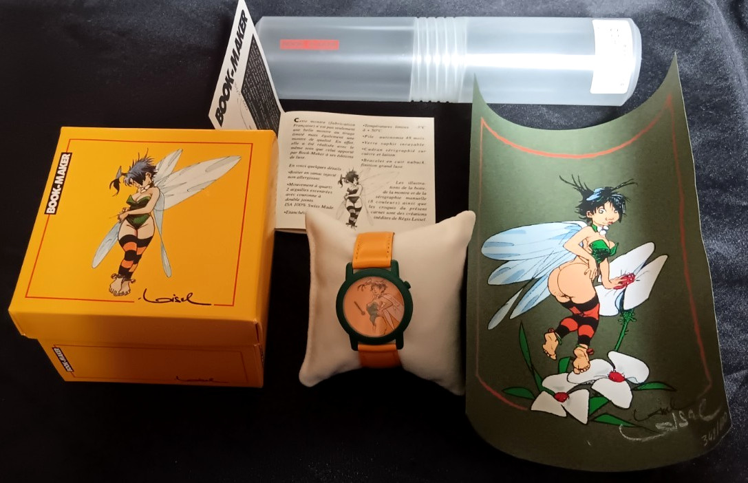 Montre Loisel 1998 pour afficher sa passion de la BD avec sérigraphie et carnet