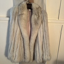 Vintage Natural Blue Fox Fur Coat   Genuine Blue Fox mid hip Sz 16