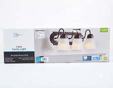 Mainstays 3-Bulb Vanity Light Oil-Rubbed Bronze Finish Alabaster Glass LED