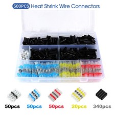 500X Solder Seal Sleeve Wire Connectors Heat Shrink Butt Terminals Waterproof