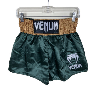 NWT Venum Classic Muay Thai Shorts Size Medium Green Gold Satin