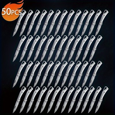 50PCS Stainless Steel Folding Knife Multi-function Pocket Knife for Outdoor Use