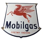 Vintage Mobilgas Sign - Gasoline Advertising Gas Pump Station Porcelain Sign