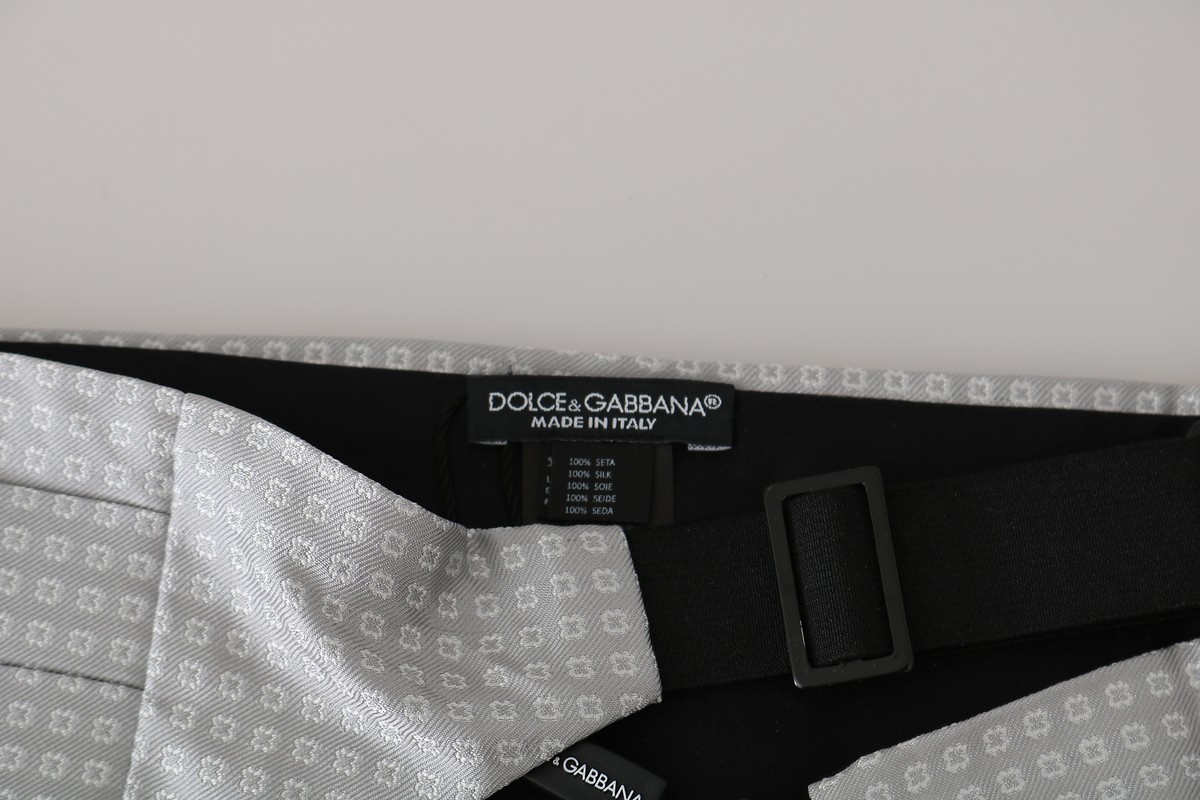 DOLCE & GABBANA Cummerbund Gray Patterned Waist Belt Silk s