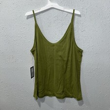 Universal Thread Women Sz 1X Olive Green Ribbed Spaghetti Strap Tank Top NWT