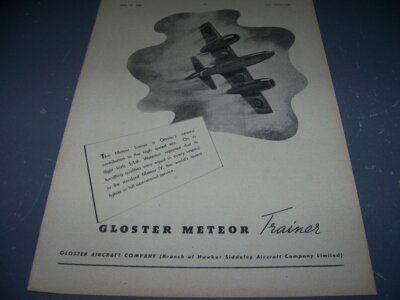 1948 GLOSTER METEOR ''METEOR TRAINER''..1-PAGE SALES AD..(255Y)