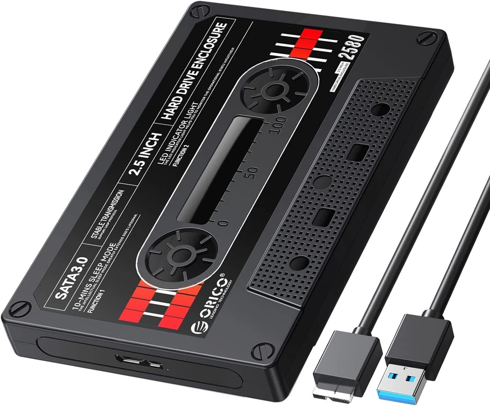 ORICO 2,5'' Externes Festplattengehäuse USB3.0/Typ C für 2,5'' 7/9,5 mm HDD SSD