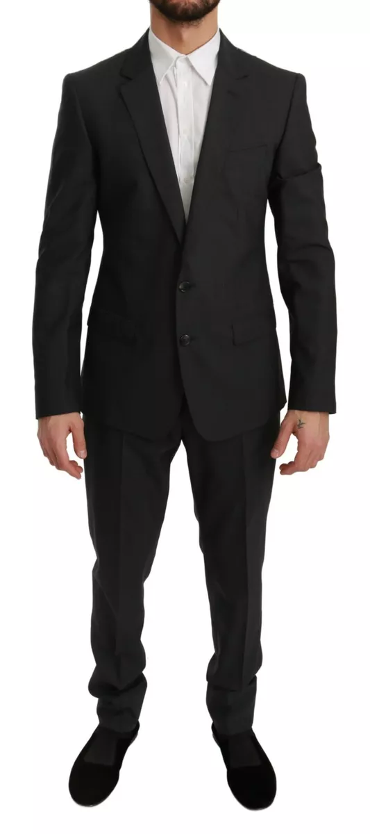 Slim-fit two-piece suit in checked virgin wool