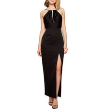 Keepsake the Label Womens Cut Out Halter Neck Split Hem Frenzy Gown Black S