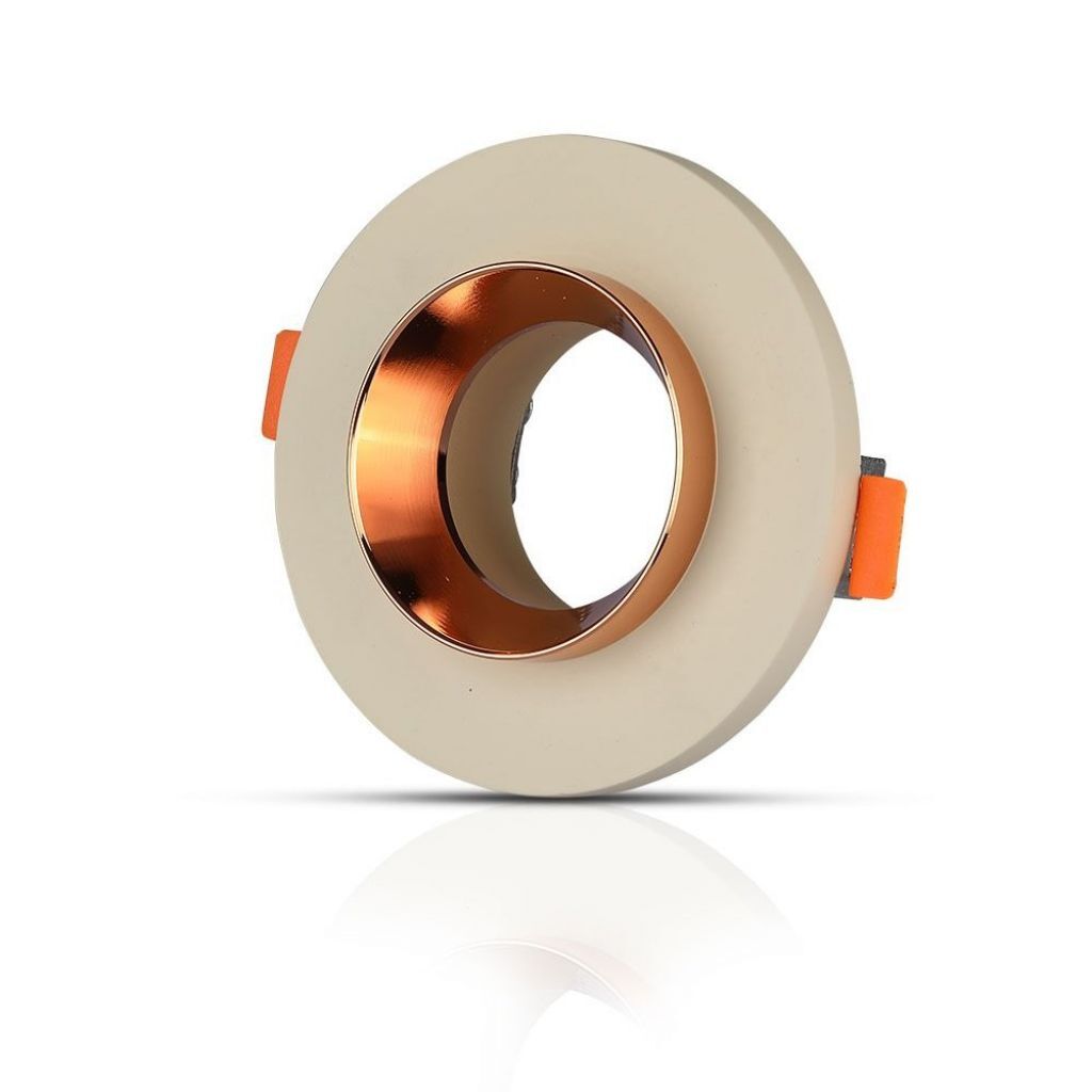 Gu10 Fitting Gypsum Metal Off White Recessed Light With Matt Rose Gold Round