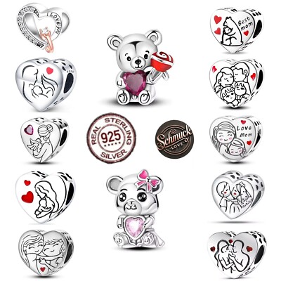 Charms Anhänger Silber 925 für Pandora Armband Herz Familie Mutter Tochter Liebe