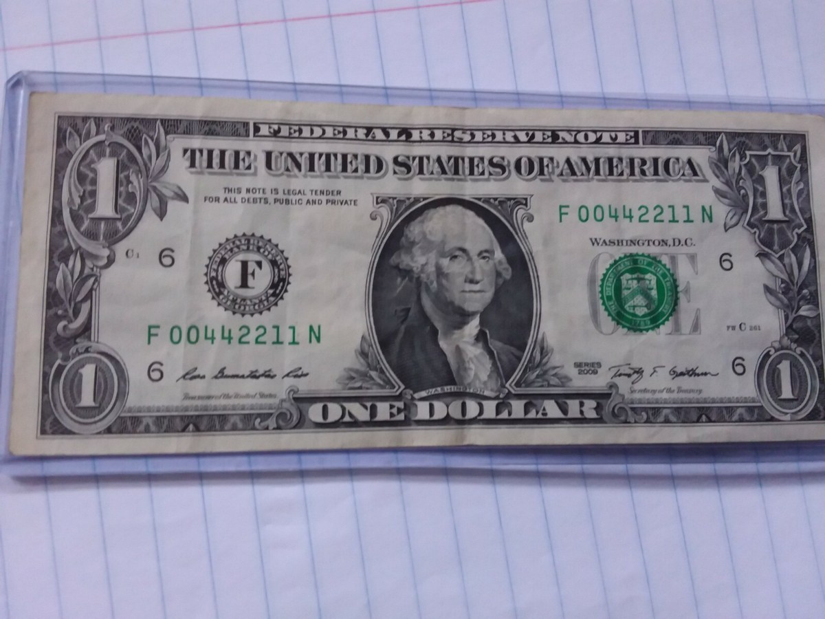 $1 FRN Fancy SERIAL number Low Digits Four Pairs F00442211N 2009