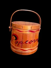 1950's Vintage Antique Firkin Wood Barrel Popcorn Bucket