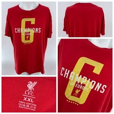 Liverpool FC 6 Time Champions Of Europe T-Shirt XXL Men Red Cotton YGI V4-13