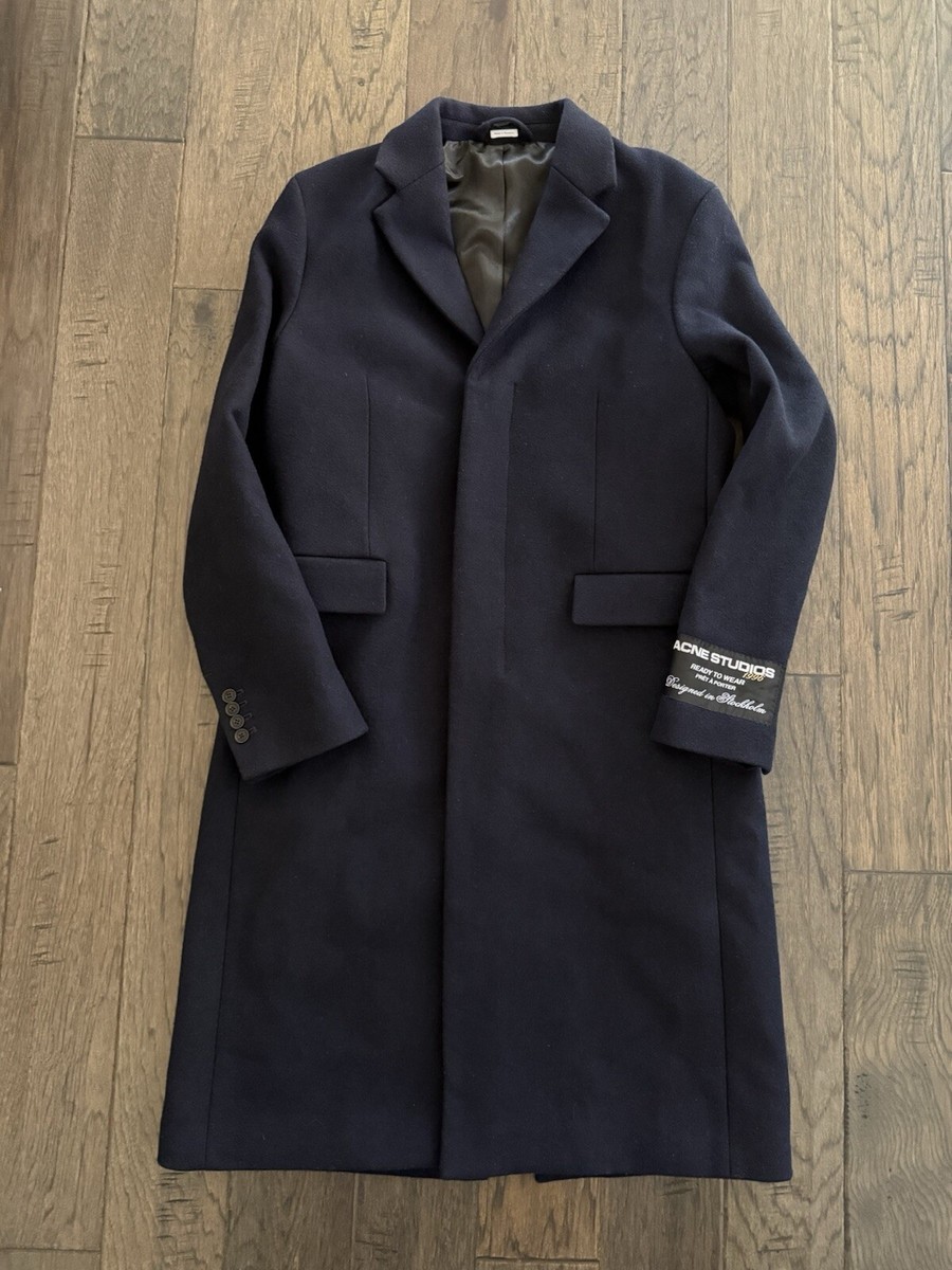 Acne Studios Orkar Single-breasted wool-blend coat Navy Blue Size