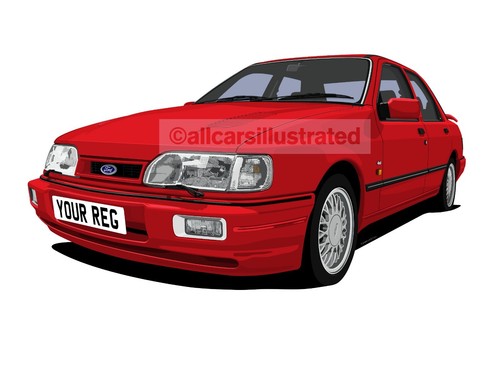 SIERRA SAPPHIRE RS COSWORTH CAR ART T-SHIRT. PERSONALISE IT! - 第 8/9 張圖片
