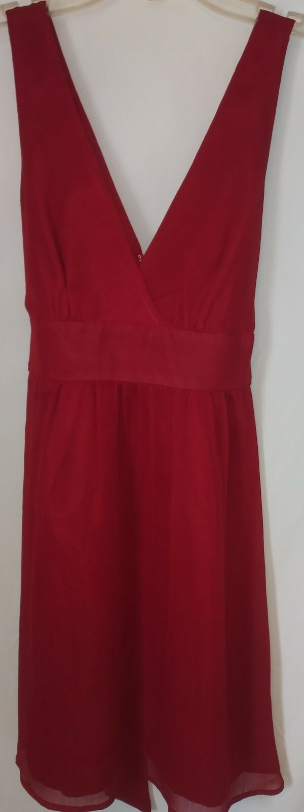 FOREVER 21 - Size Small - Red Midi Chiffon Style Fabric Layered Dress w/Back Tie