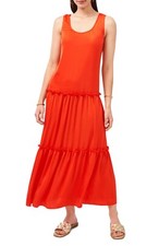 Vince Camuto Tiered Sleeveless Maxi Pullover Dress Passion Fruit Size XS NEW .