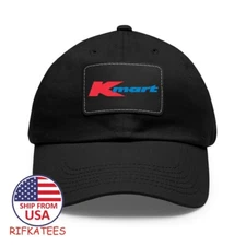 K-mart Black Printed Dad Hat with Leather Patch