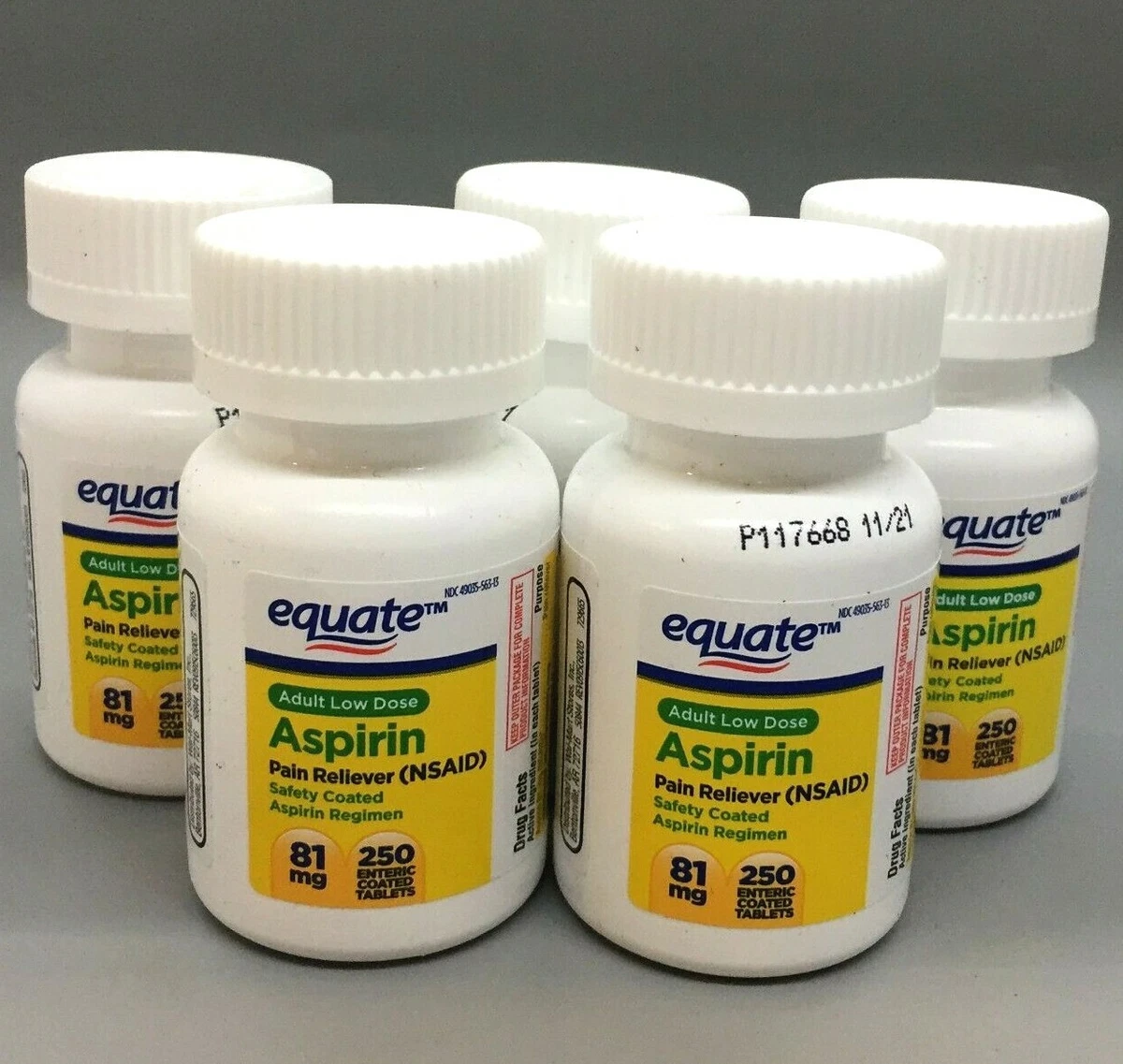 Equate Adult Low Dose Aspirin Safety Coated Tablets, 81 Mg,