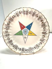 Vintage Order of Eastern Star Masonic 23K Ceramic Plate Sanders Mfg.Co 