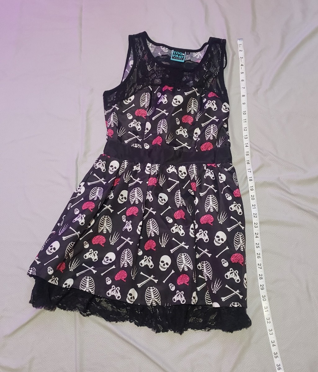 Too Fast Clothing Dress Skeleton Ribcage Halloween Skull