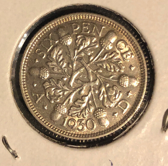 1930 Great Britain 6 Pence HIGH GRADE Silver Coin-George V
