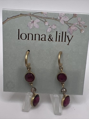 LONNA & LILLY Drop Red Gold Tone Earrings