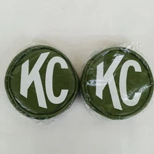 KC Hilites Vintage KC LOGO Light Covers Green Round 5'' NEW Set of 2