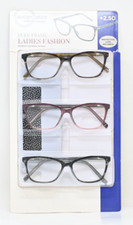 Design Optics Foster Grant Kiersey Plastic Square Reading Glasses 3-Pack 2.50