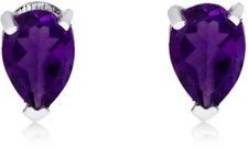 14K White Gold Amethyst Pear-Shaped Earrings