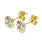 9CT GOLD CZ STUD EARRINGS ROUND BRILLIANT CLEAR ROUND WHITE CUBIC ZIRCONIA BOX