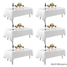 EMART 6 Pack Rectangle Tablecloth, 90 x 132 inch White Polye